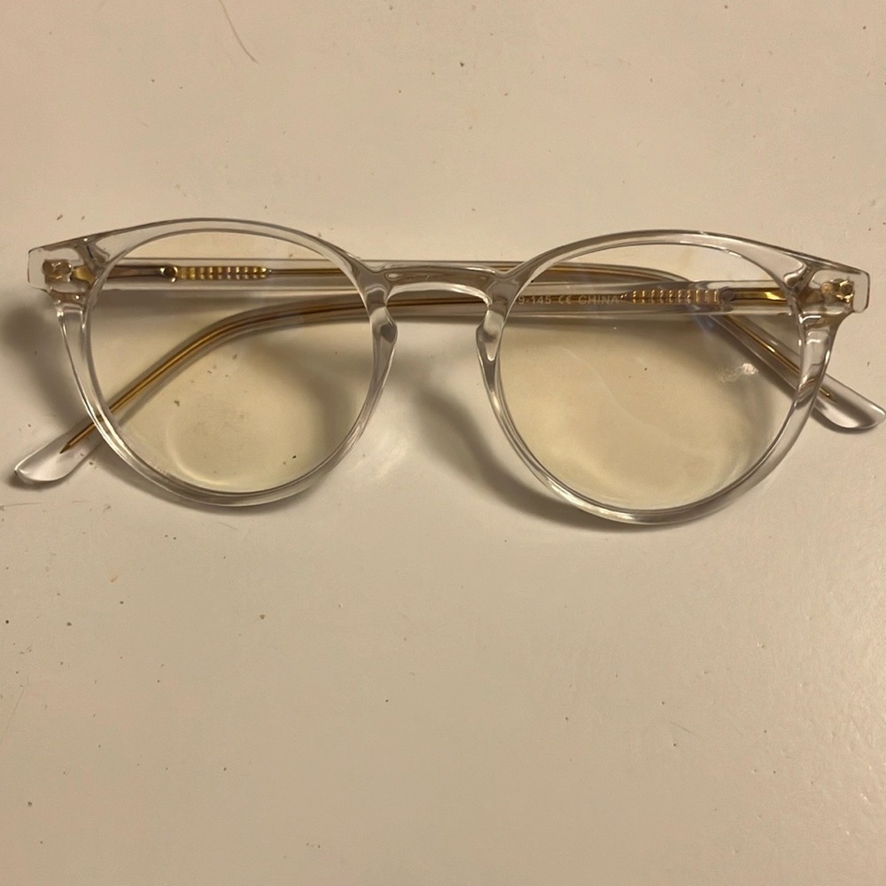 COPY - Unisex Blue light glasses. Clear and gold